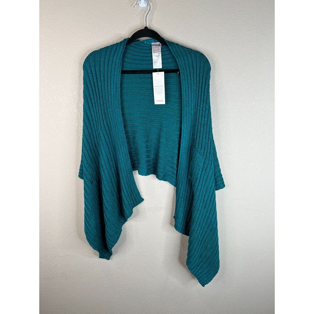 Chico's Women's Open Front Cardigan Sweater‎ Long Sleeve Teal Blue Size S